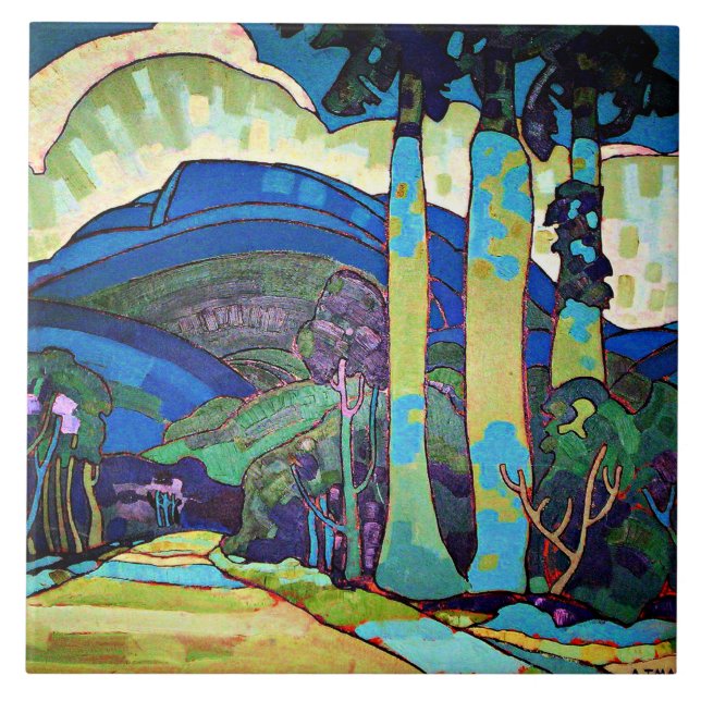 Hawaiian Landscape painting by Arman Manookian Ceramic Tile (Front)