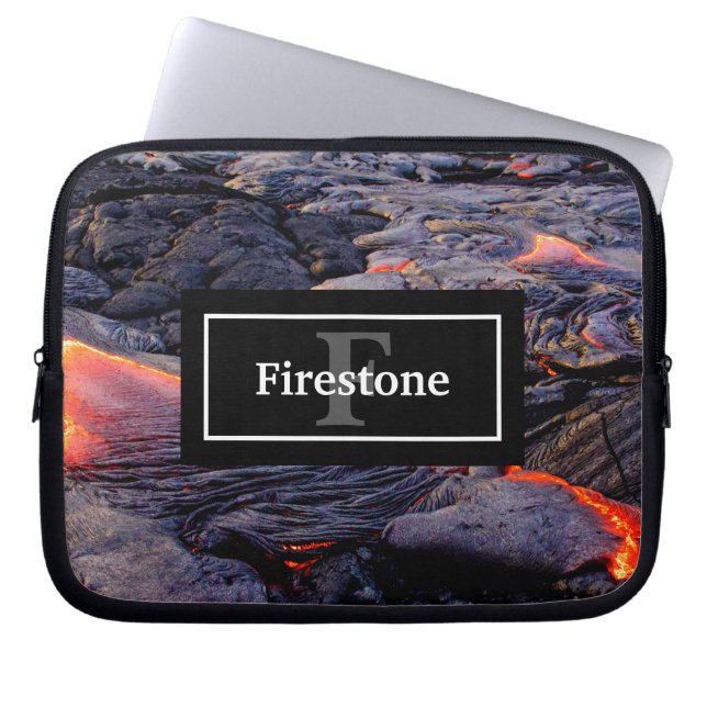 Hawaiian Lava Flow with Your Name and Monogram Laptop Sleeve (Front)