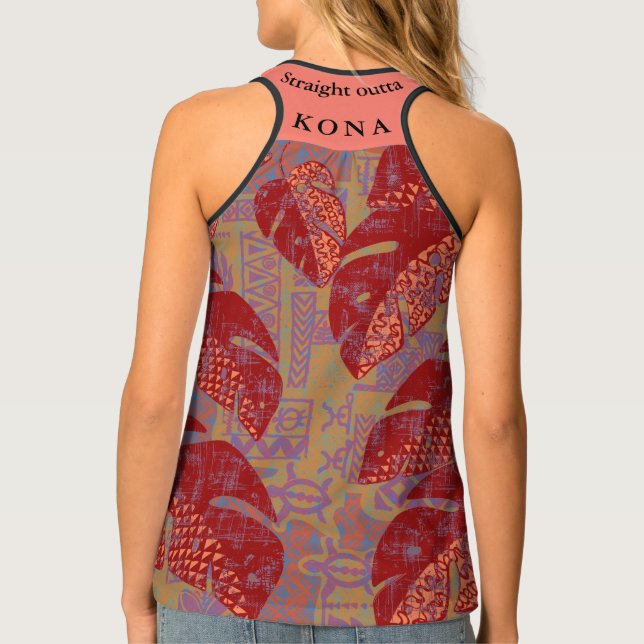Hawaiian Lava Leaves Tapa Print Tank Top (Back)