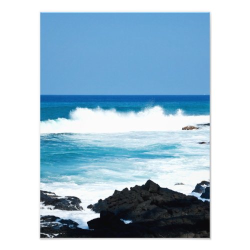 Hawaiian Lava Ocean Coast Line Hawaii Waves Photo Print