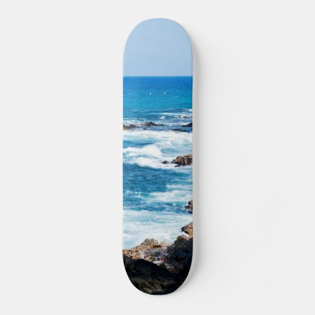 Hawaiian Lava Ocean Coast Line Hawaii Waves Skateboard Deck (Front)
