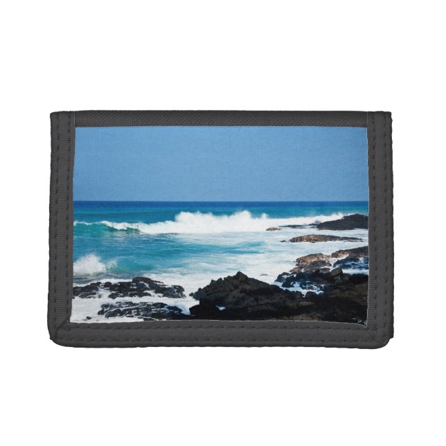 Hawaiian Lava Rock and Coral Ocean - Hawaii Tri-fold Wallet (Front)