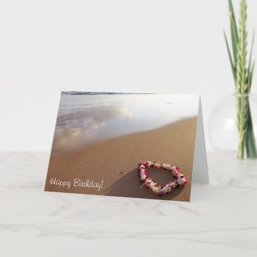 Hawaiian Lei  Beach Birthday Card