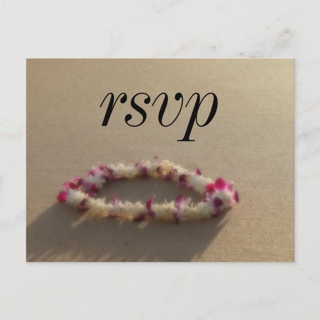 Hawaiian Lei Beach Wedding RSVP Invitation Postcard (Front)