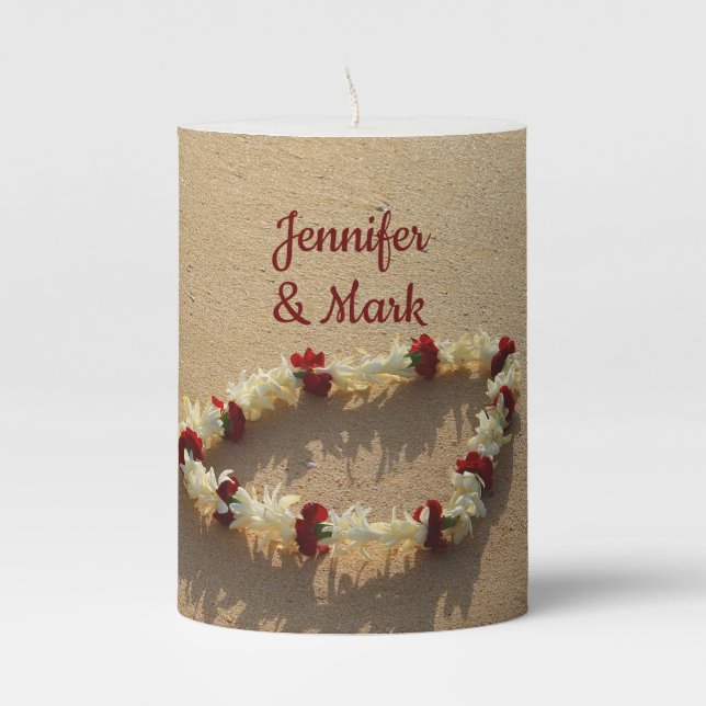 Hawaiian Lei on Maui Beach Personalized Candle (Front)