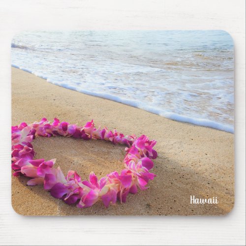 Hawaiian Lei on Sandy Beach Mouse Pad