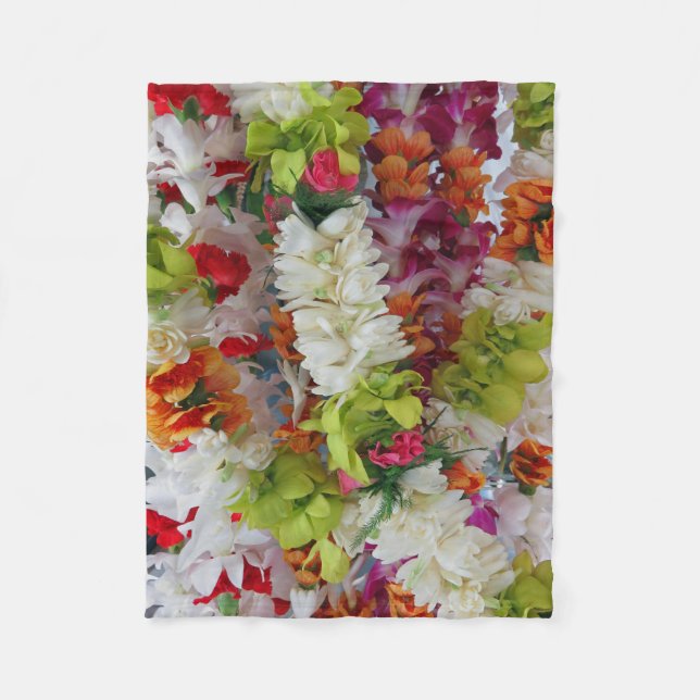 Hawaiian Lei Stand Fleece Blanket (Front)