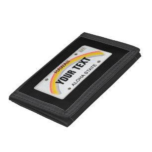 Hawaiian License Plate with your Name Tri-fold Wallet