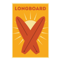 Hawaiian Longboard Surfboard Vintage Retro