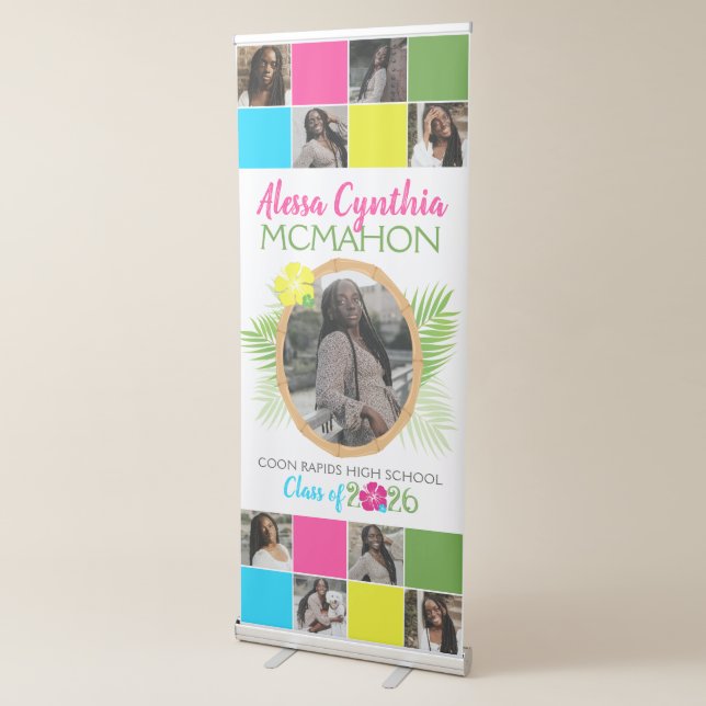 Hawaiian Luau 9 Photo Graduation Retractable Banner (3/4)