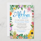 Hawaiian Luau Baby Shower by Mail | Blue Invitation (Front)