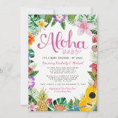 Hawaiian Luau Baby Shower by Mail | Pink Invitation (Front)