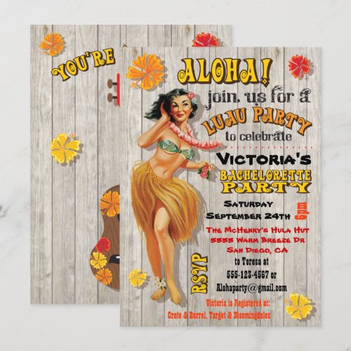 Hawaiian Luau Bachelorette Party Invitations