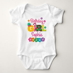 Hawaiian Luau Birthday Girl Summer Baby Bodysuit