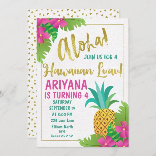 Hawaiian Luau Birthday Invitation