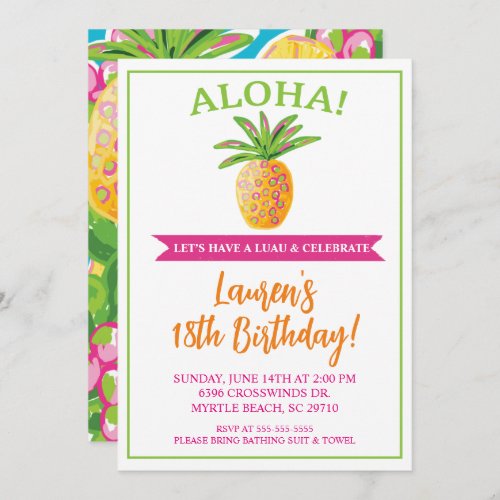 Hawaiian Luau Birthday Invitation
