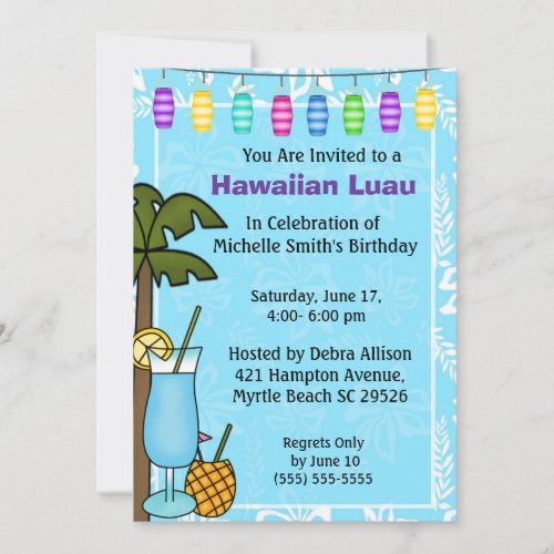 Hawaiian Luau Birthday Invitation