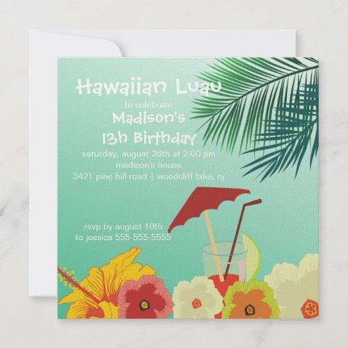 Hawaiian Luau Birthday Party Invitation zazzle_invitation