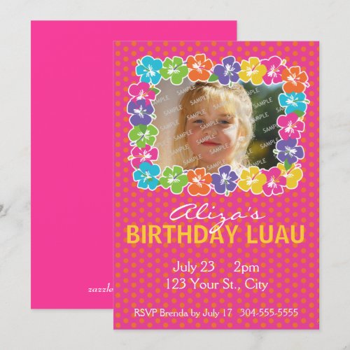 Hawaiian Luau Birthday Party Custom Invitation