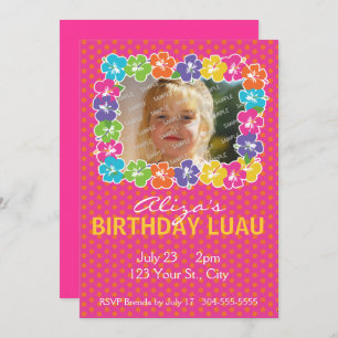 Hawaiian Luau Birthday Party Invitation