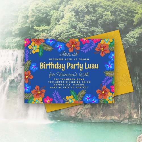 Hawaiian Luau Birthday Party  Invitation
