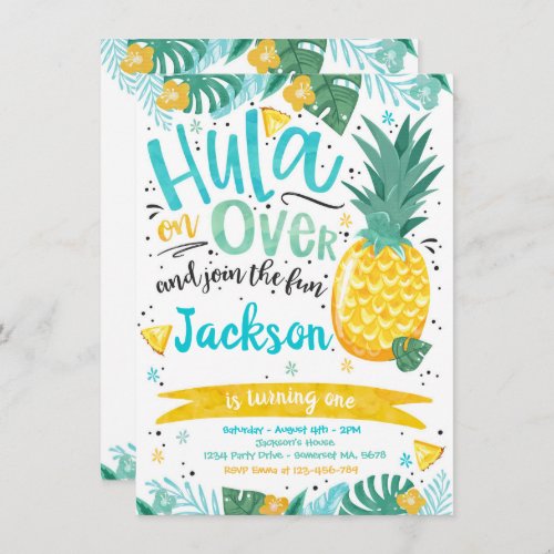 Hawaiian Luau Birthday Party Pineapple Luau Pool Invitation