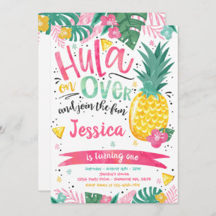 Hawaiian Luau Birthday Party Pineapple Luau Pool Invitation