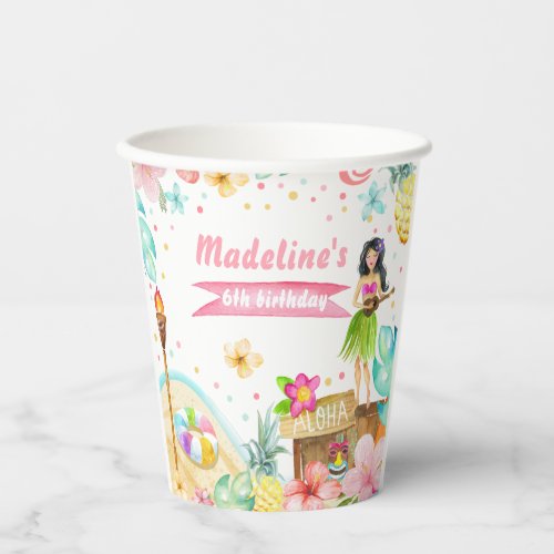 Hawaiian Luau Birthday Tropical Pool Party Pastel Paper Cups