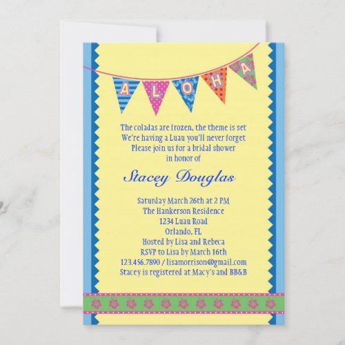 Hawaiian Luau Bridal Shower Invitation