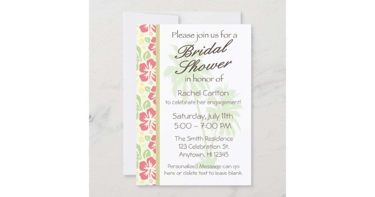 Hawaiian Luau Bridal Shower Invitation Zazzle