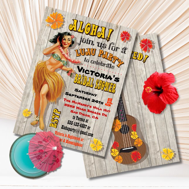 Hawaiian Luau Bridal Shower Invitations (Creator Uploaded)