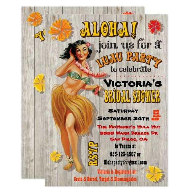 Hawaiian Luau Bridal Shower Invitations