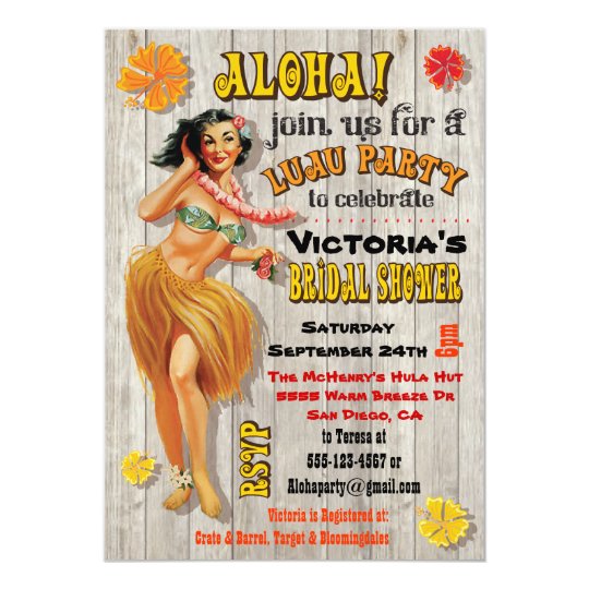 Hawaiian Luau Bridal Shower Invitations