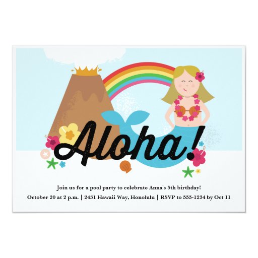 Kids Hawaiian Birthday Party Invitations 5