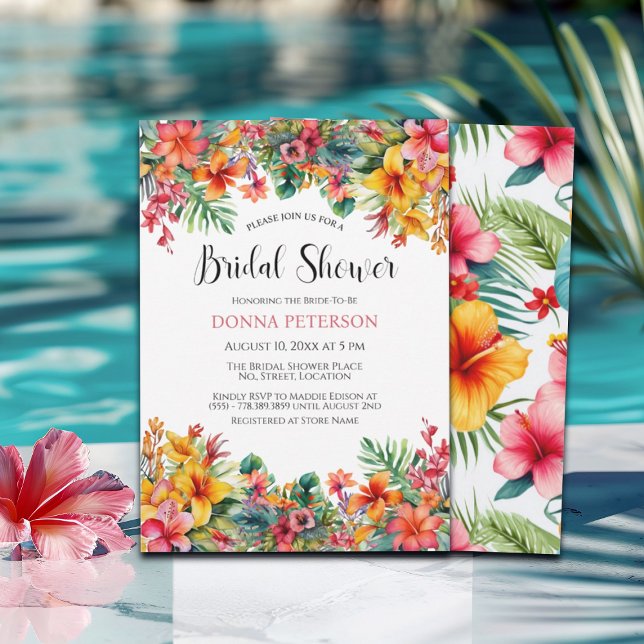 Hawaiian Luau Colorful Bridal Shower Invitation (Creator Uploaded)