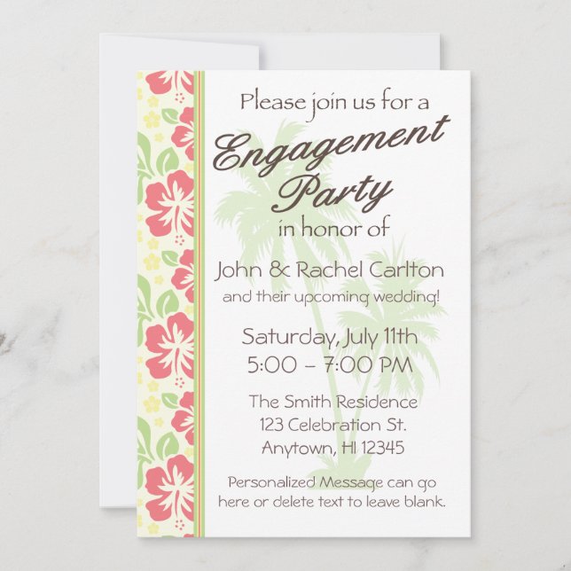 Hawaiian Luau Engagement Party Invitation (Front)
