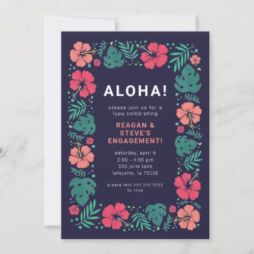 Hawaiian Luau Engagement Party Invitations 