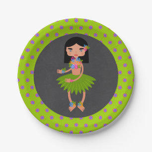 Hawaiian Luau girl Birthday Party Paper Plates