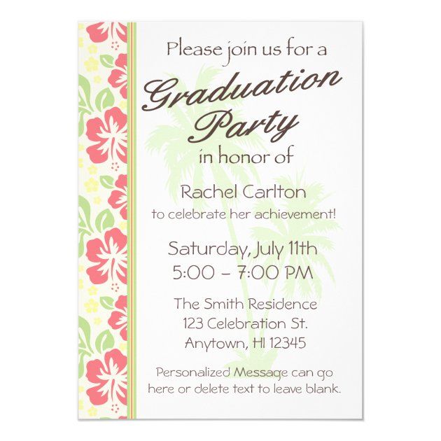 Hawaiian Luau Graduation Party Invitation