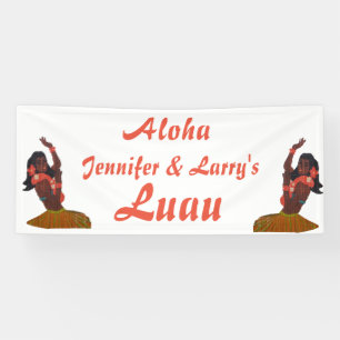 Hawaiian Luau Hula Girl Banner