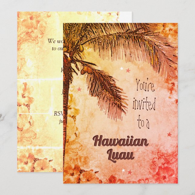 Hawaiian Luau Invitation (Front/Back)