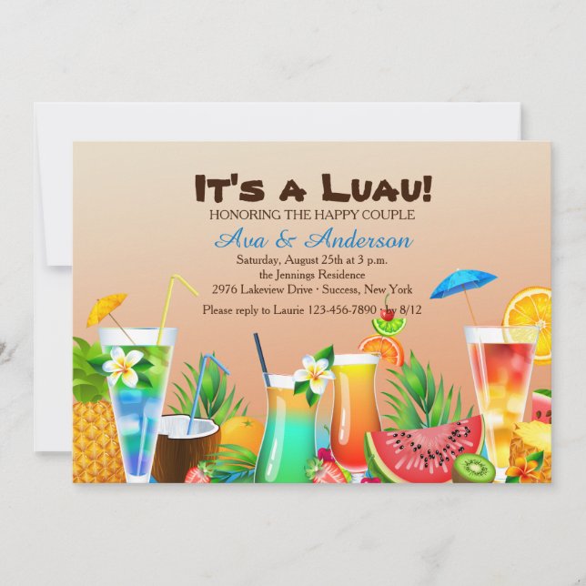 Hawaiian Luau Invitation (Front)
