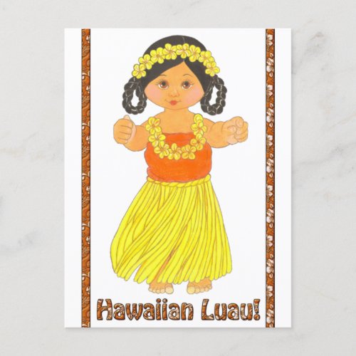 Hawaiian Luau Invitation Postcard
