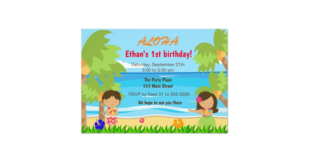 Hawaiian luau kids birthday party invitation | Zazzle.com