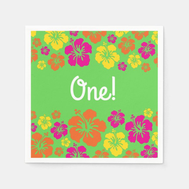 Hawaiian Luau Kid's Birthday Party Napkins (Front)