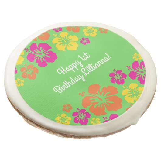 Hawaiian Luau Kids Birthday Party Sugar Cookie (Angled)