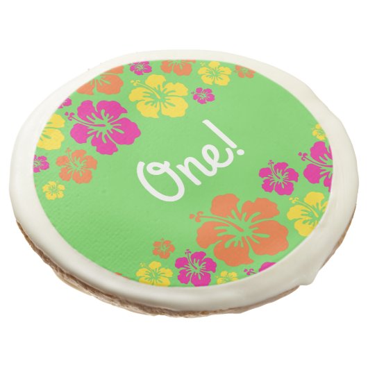 Hawaiian Luau Kids Birthday Party Sugar Cookie (Angled)