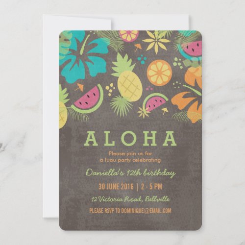 Hawaiian Luau Kids Party Invitation