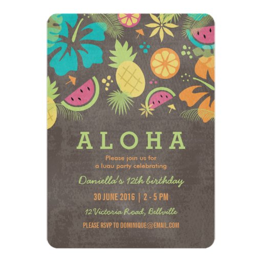 Kids Hawaiian Birthday Party Invitations 2