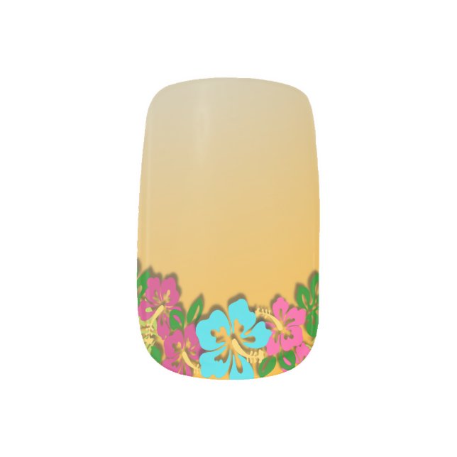 Hawaiian Luau Nail Art (Left Thumb)